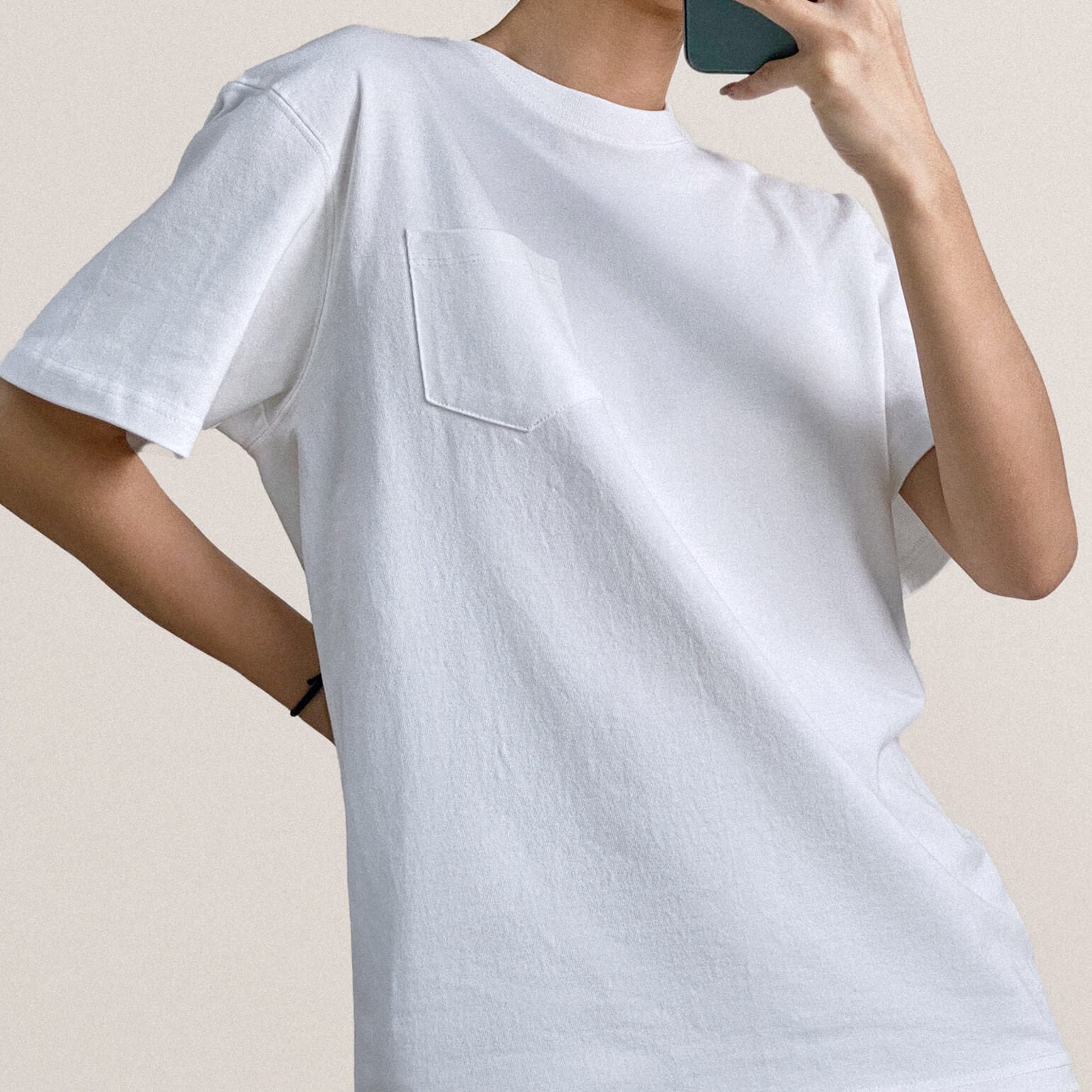 Women's White Chest-Pocket Cotton T-Shirt - Image 15